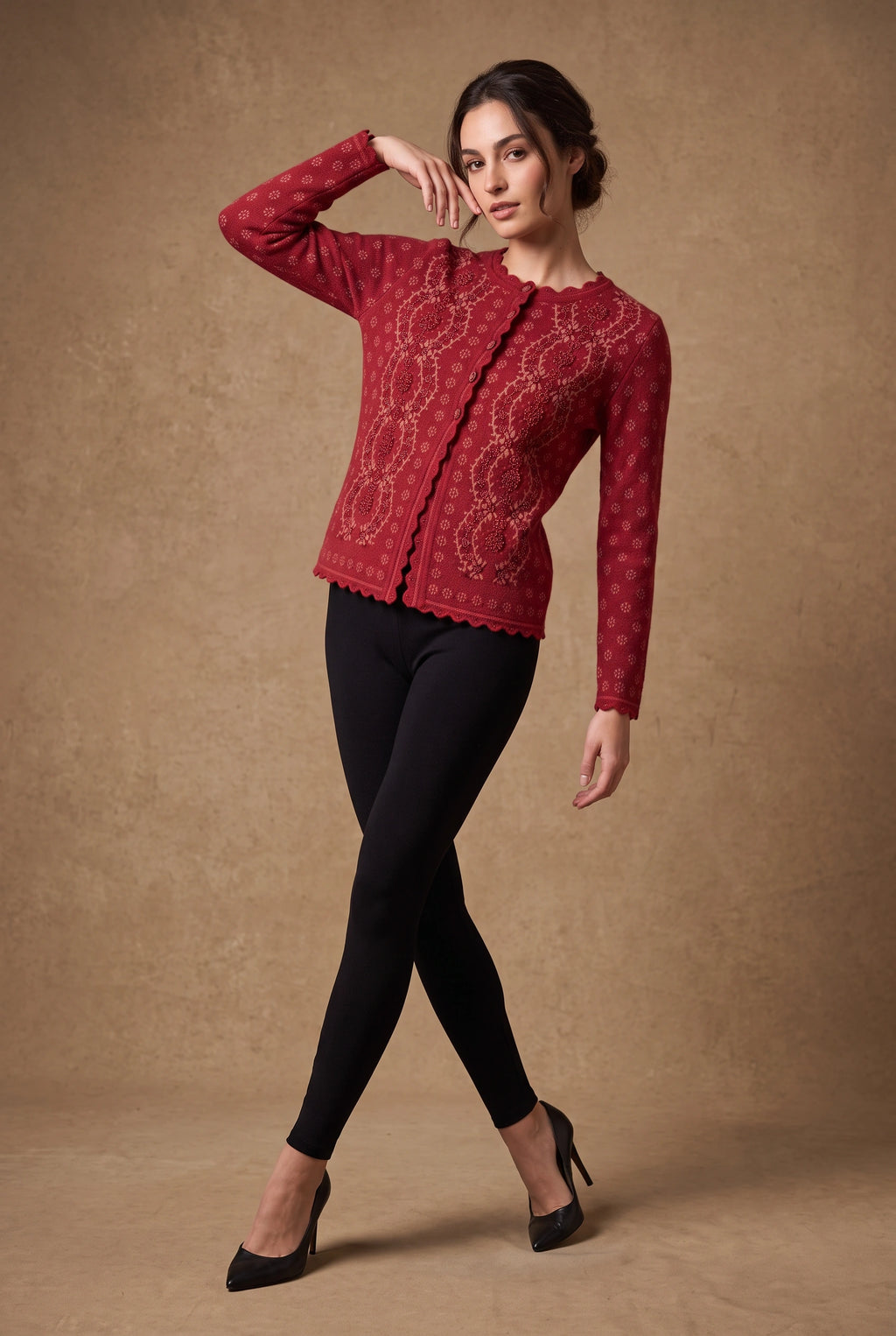 Lachi Women's Scalloped Blossom Knitted Cardigan