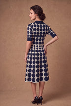 Yarn-Knitted Polka Dot Midi Dress