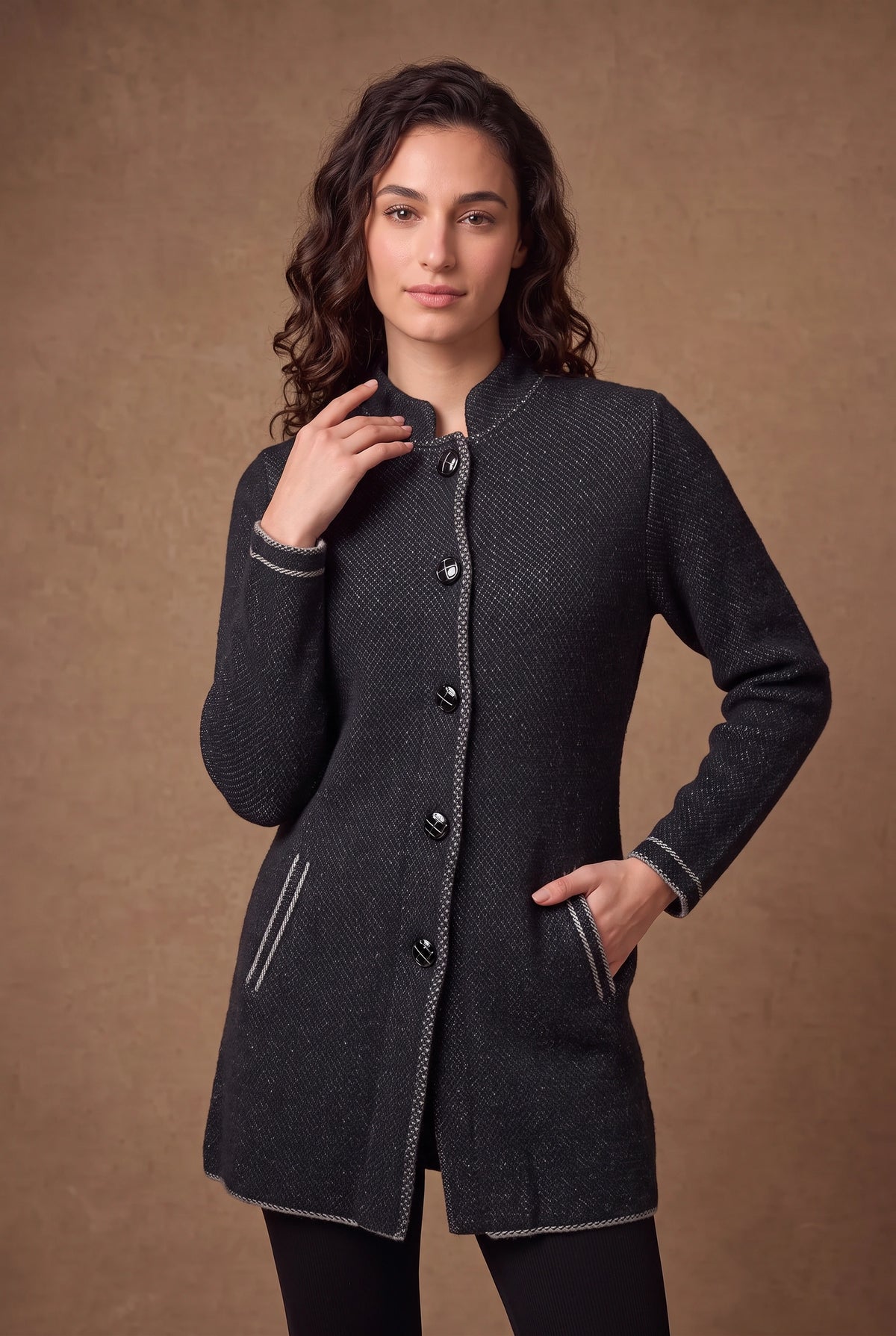 Lachi Women's Contrast Trim Longline Knitted Cardigan