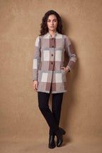 Lachi Women's Block Check Longline Knitted Cardigan