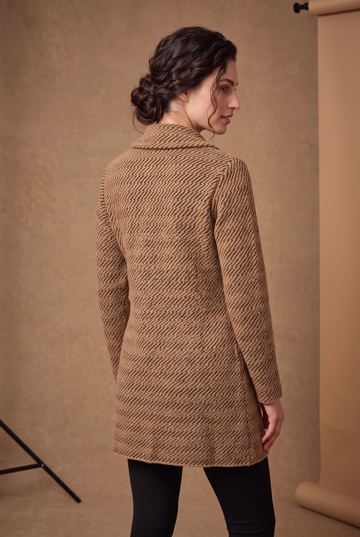 Lachi Women's Cocoa Brown Twill Knitted Cardigan