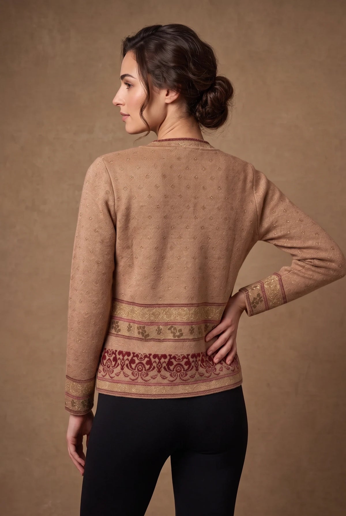 Camel Gold Fleck Knitted Cardigan 3