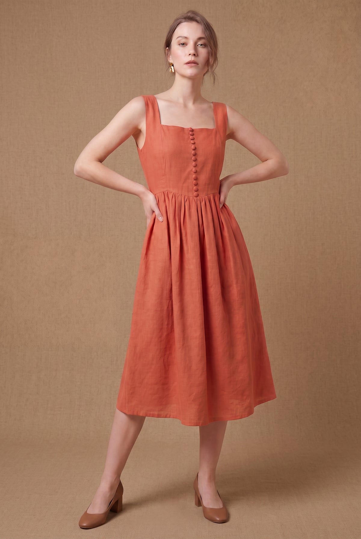 Lachi Women's Terracotta Midi Dress