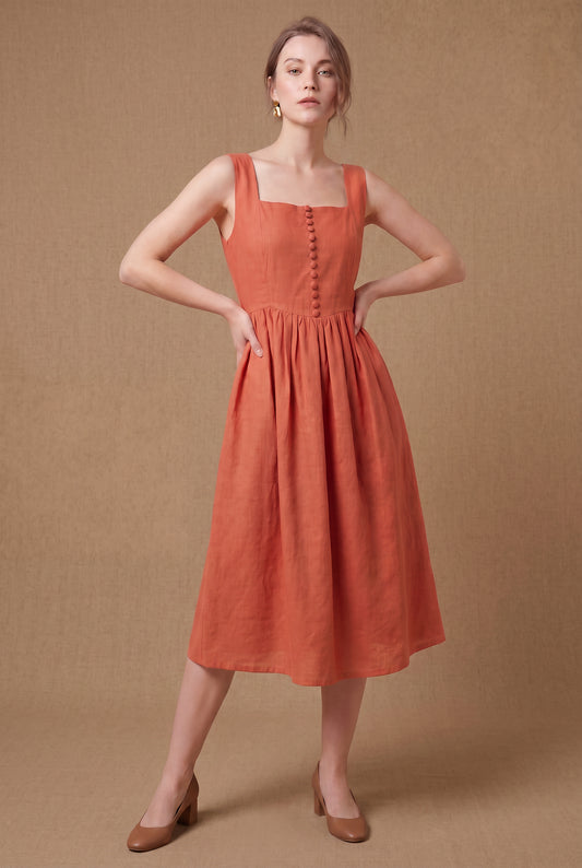 Terracotta Grace Midi Dress
