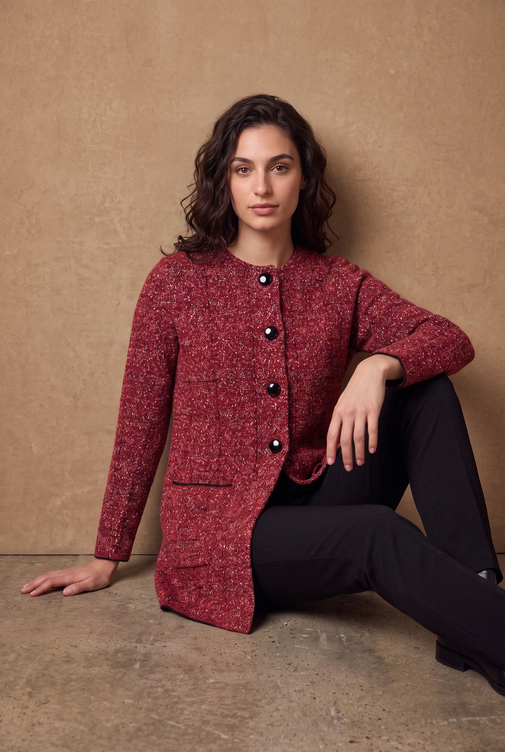 Lachi Women's Tweed Longline Knitted Cardigan