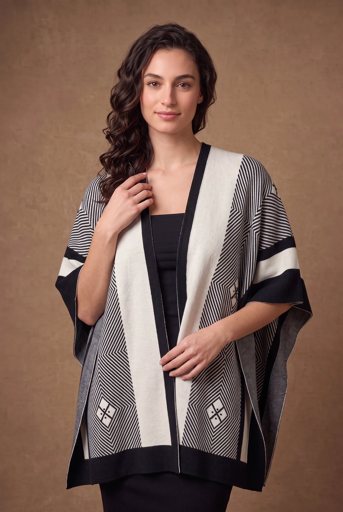 Lachi Women's Chevron Diamond Poncho Cape