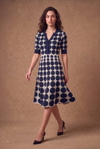Yarn-Knitted Polka Dot Midi Dress