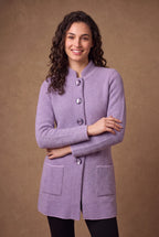 Lilac Mandarin Collar Longline Knitted Cardigan 2