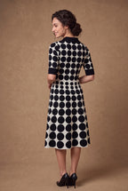 Yarn-Knitted Polka Dot Midi Dress