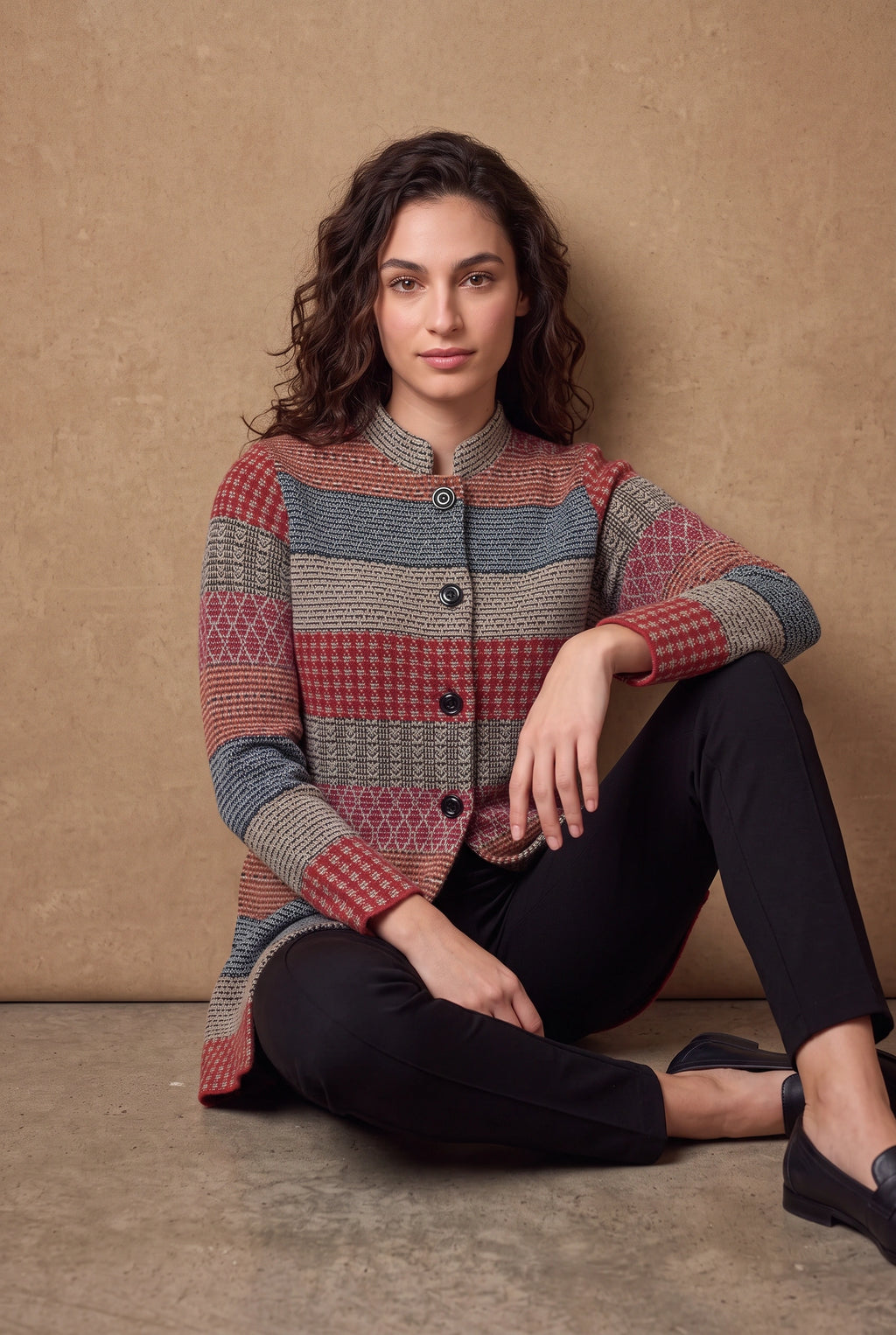 Lachi Women's Jacquard Striped Knitted Cardigan