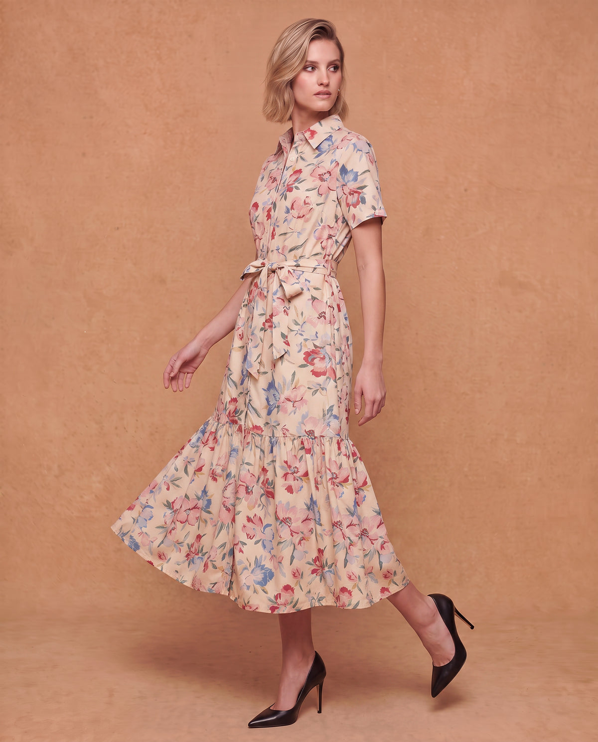 Lachi Women's Floral Print Viscose Shirt Dress