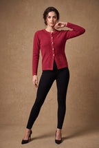 Lachi Women's Red Cord Scroll Beaded Knitted Cardigan