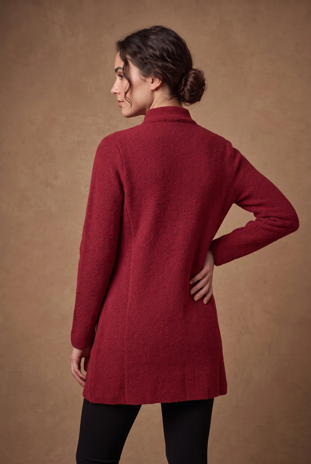 Lachi Women's Mandarin Collar Longline Knitted Cardigan