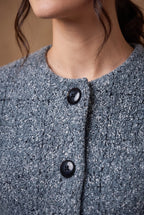 Steel Blue Tweed Longline Knitted Cardigan 3