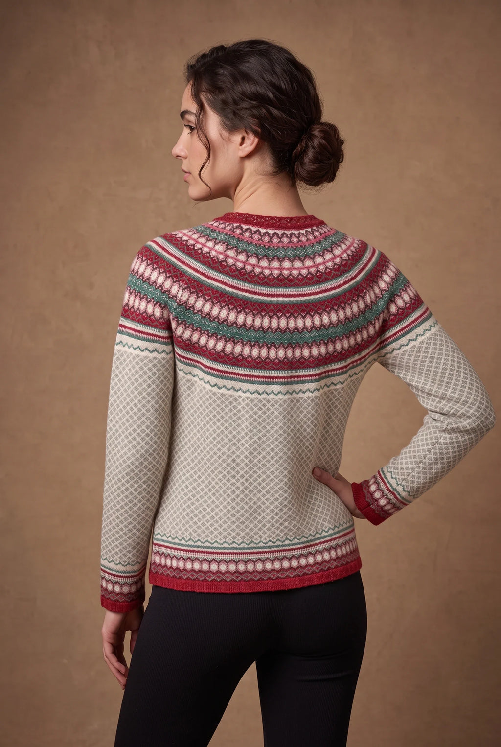 Ivory Fair Isle Yoke Knitted Cardigan 3