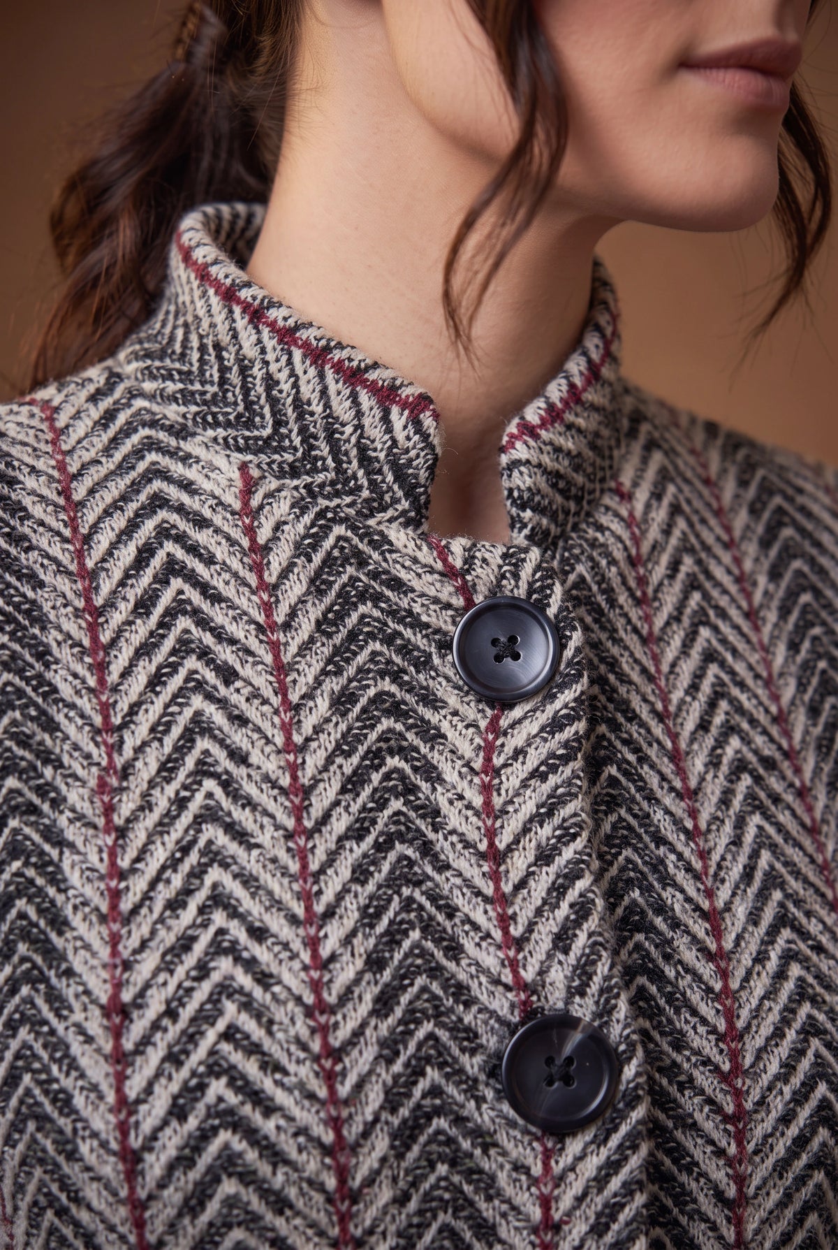 Lachi Women's Cinder Grey Herringbone Knitted Cardigan
