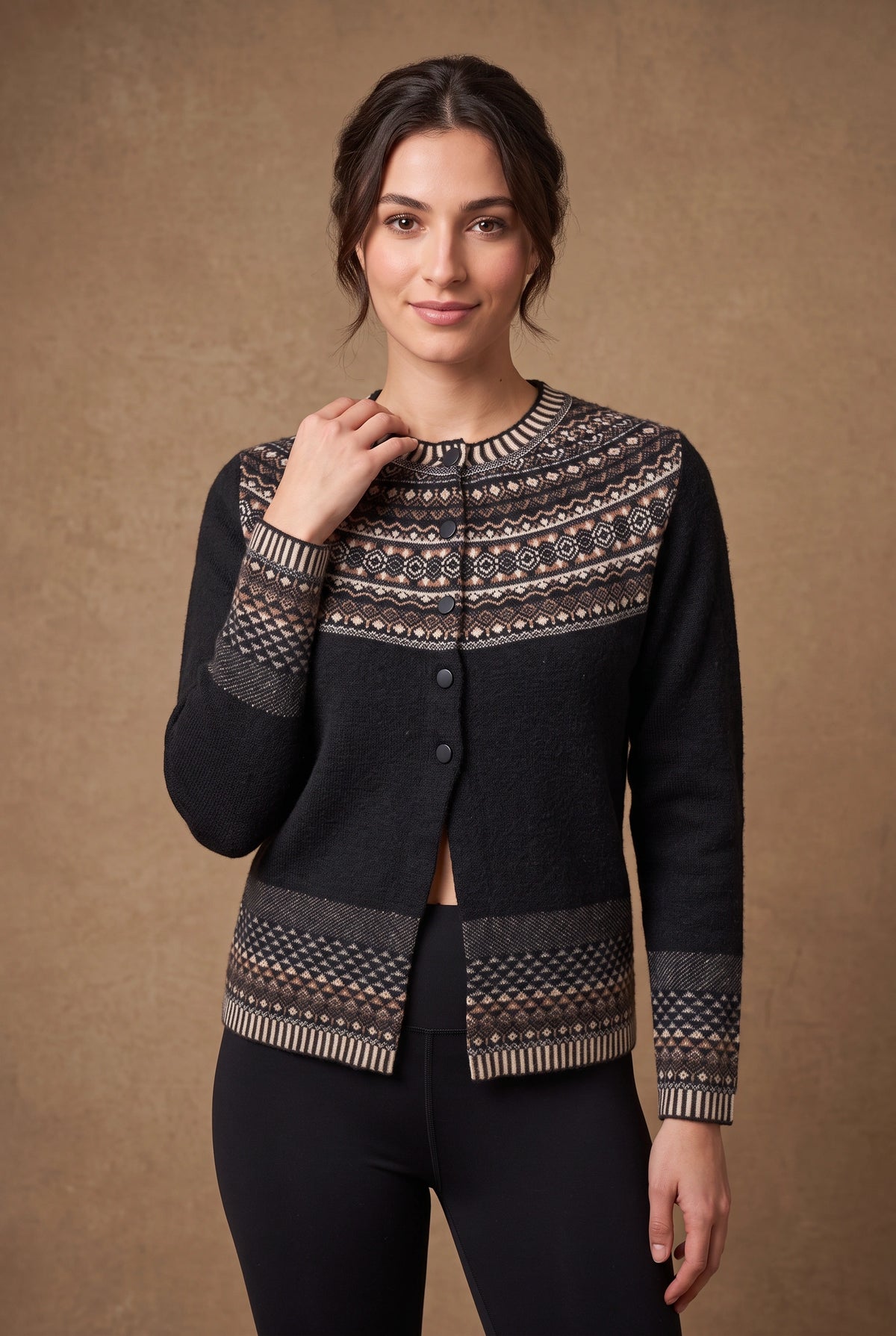 Lachi Women's Fair Isle Yoke Knitted Cardigan