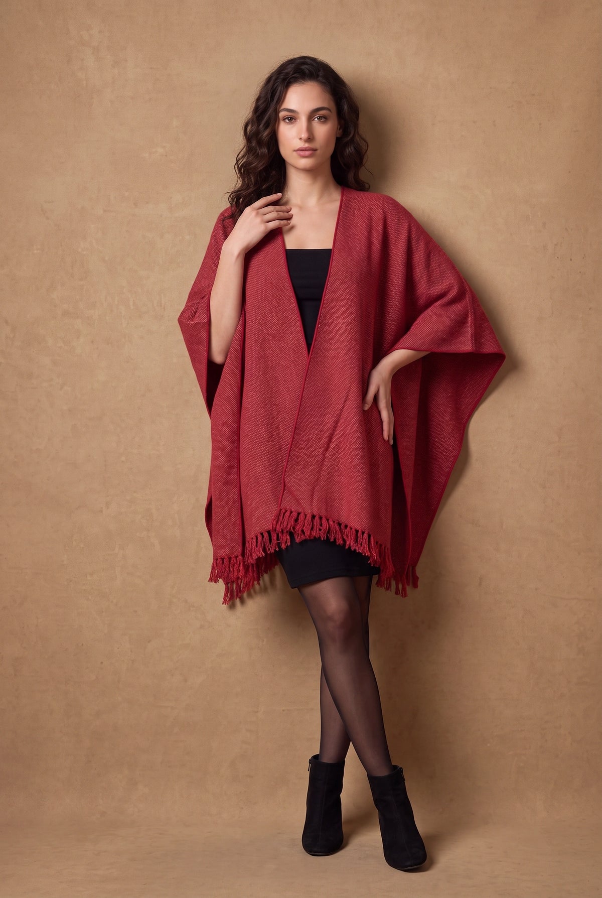 Lachi Women's Tweed Fringed Poncho