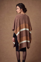 Lachi Women's Brown Colorblock Boucle Poncho
