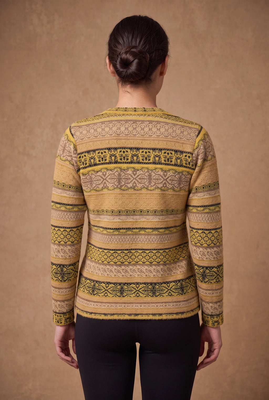 Mustard Brocade Knitted Cardigan 4