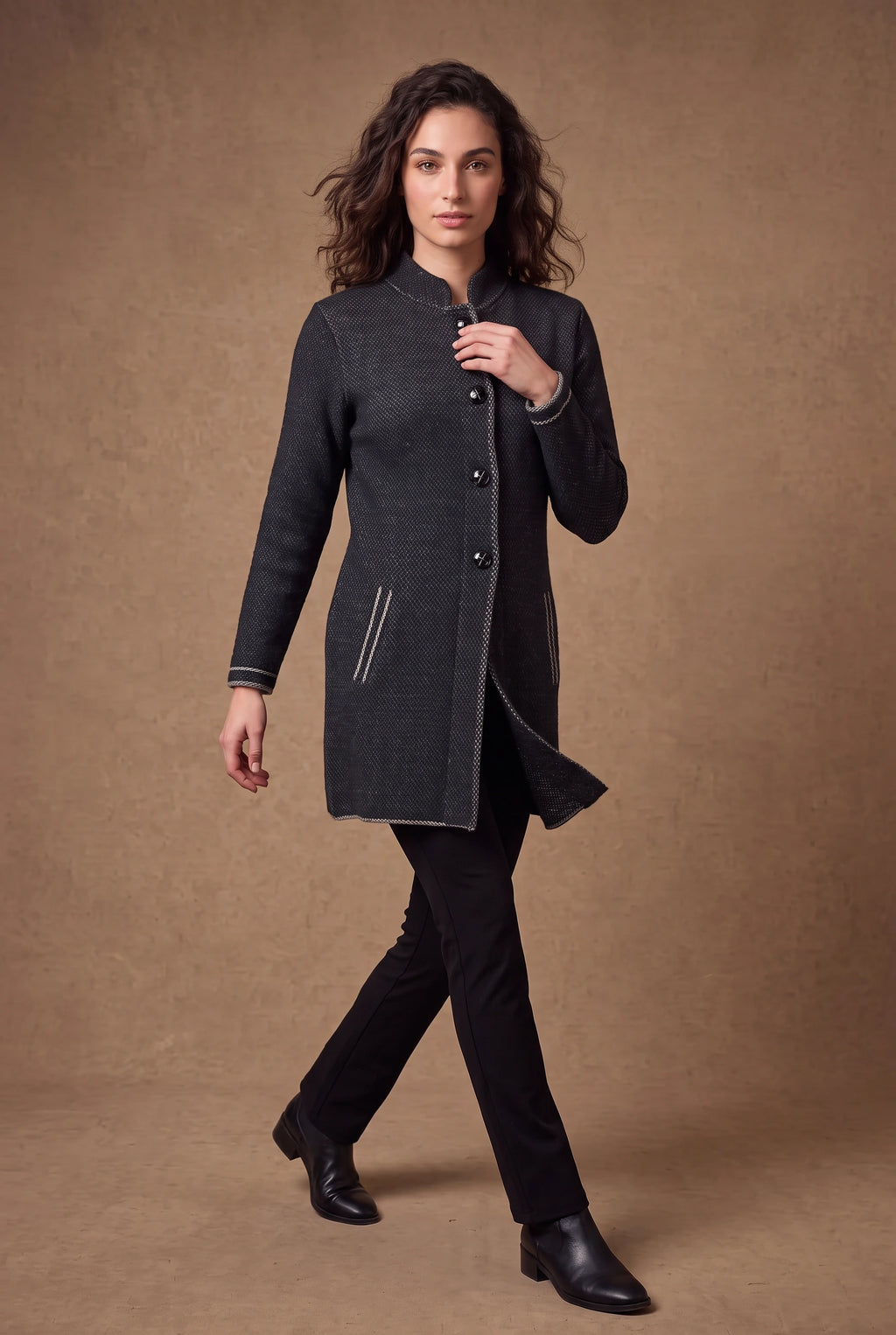 Lachi Women's Contrast Trim Longline Knitted Cardigan