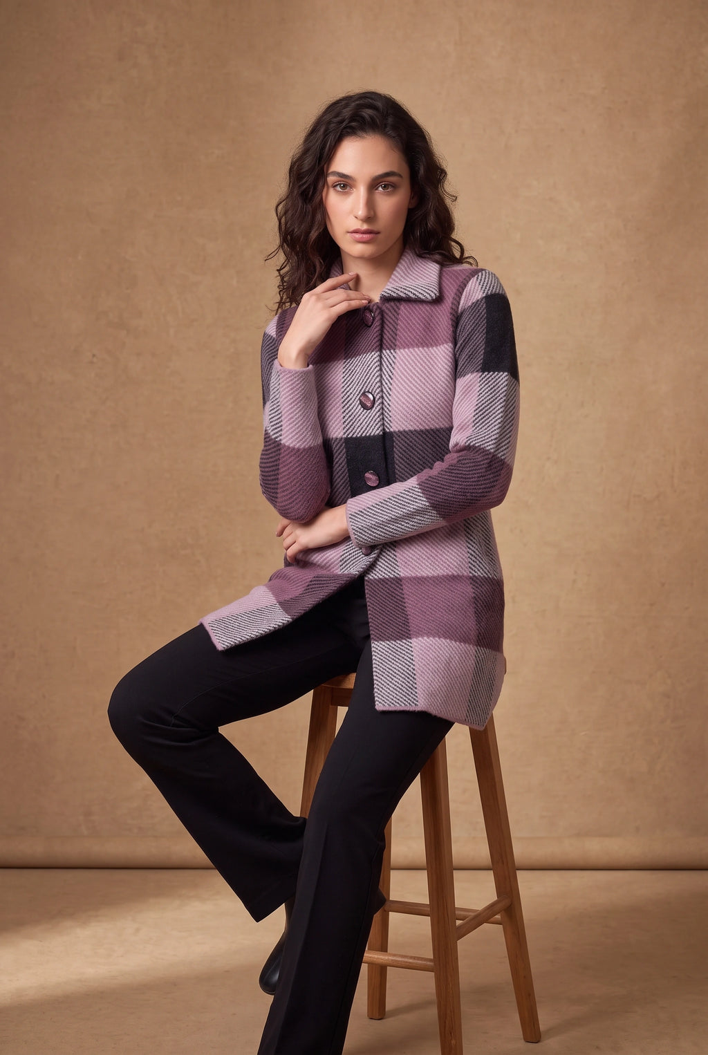 Lachi Women's Buffalo Check Knitted Cardigan