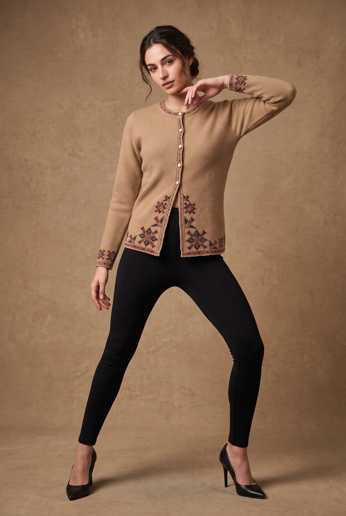 Peach Star Bloom Knitted Cardigan 1