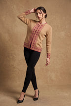 Lachi Women's Beaded Jacquard Panel Knitted Cardigan