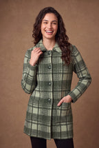 Lachi Women's Plaid Collared Longline Knitted Cardigan