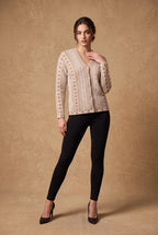 Lachi Women's Heritage Jacquard V-Neck Knitted Cardigan