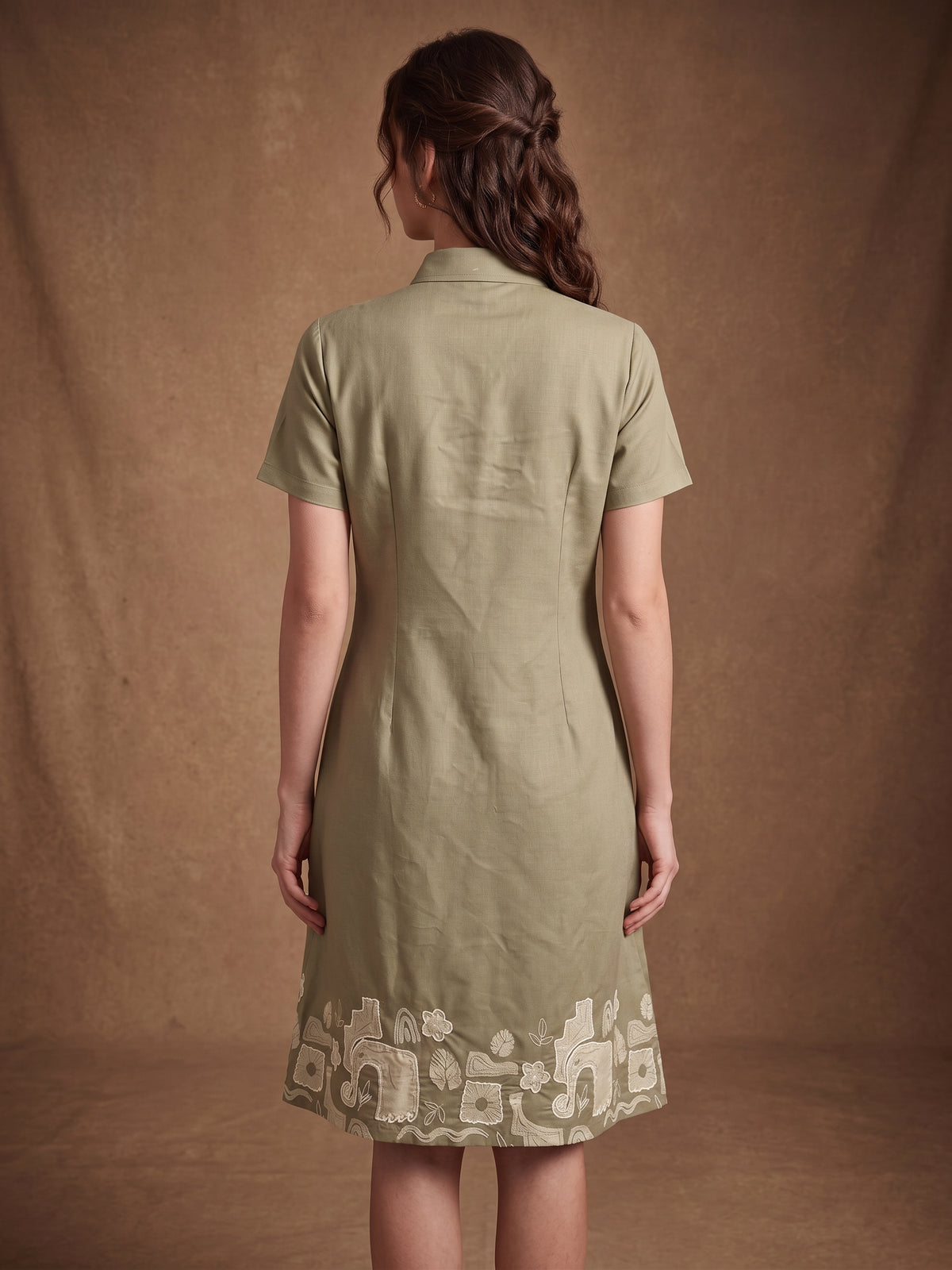 Sage Green Hem Shirt Dress