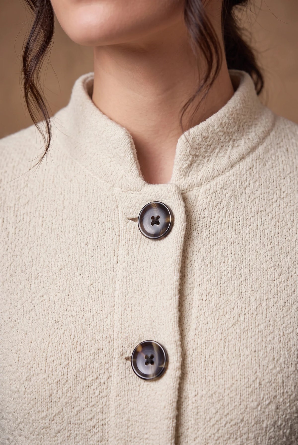 Ivory Mandarin Collar Longline Knitted Cardigan 3