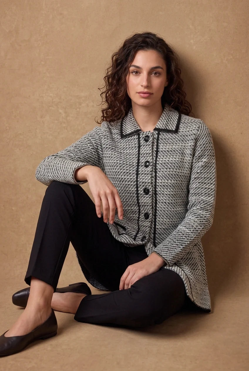 Light Grey Tweed Knitted Cardigan 3