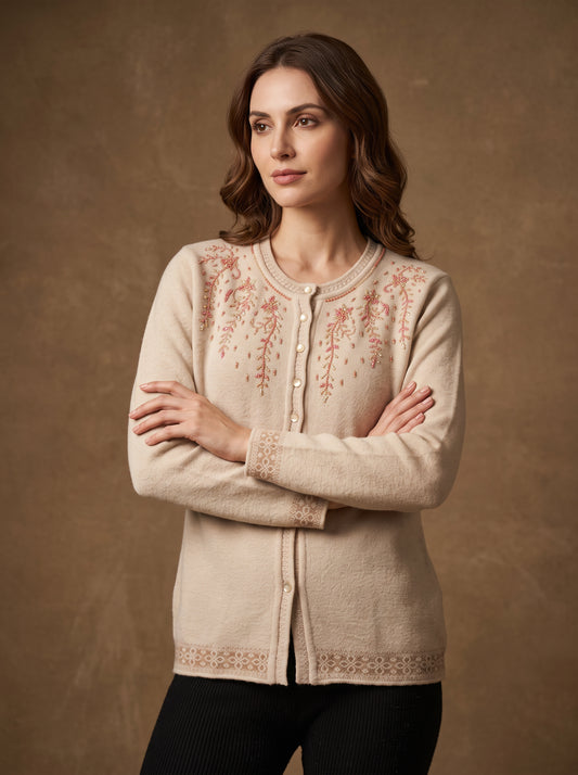 Cream Scallop Cardigan