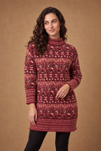 Lachi Women's Crimson Fair Isle Jacquard Knitted Tunic