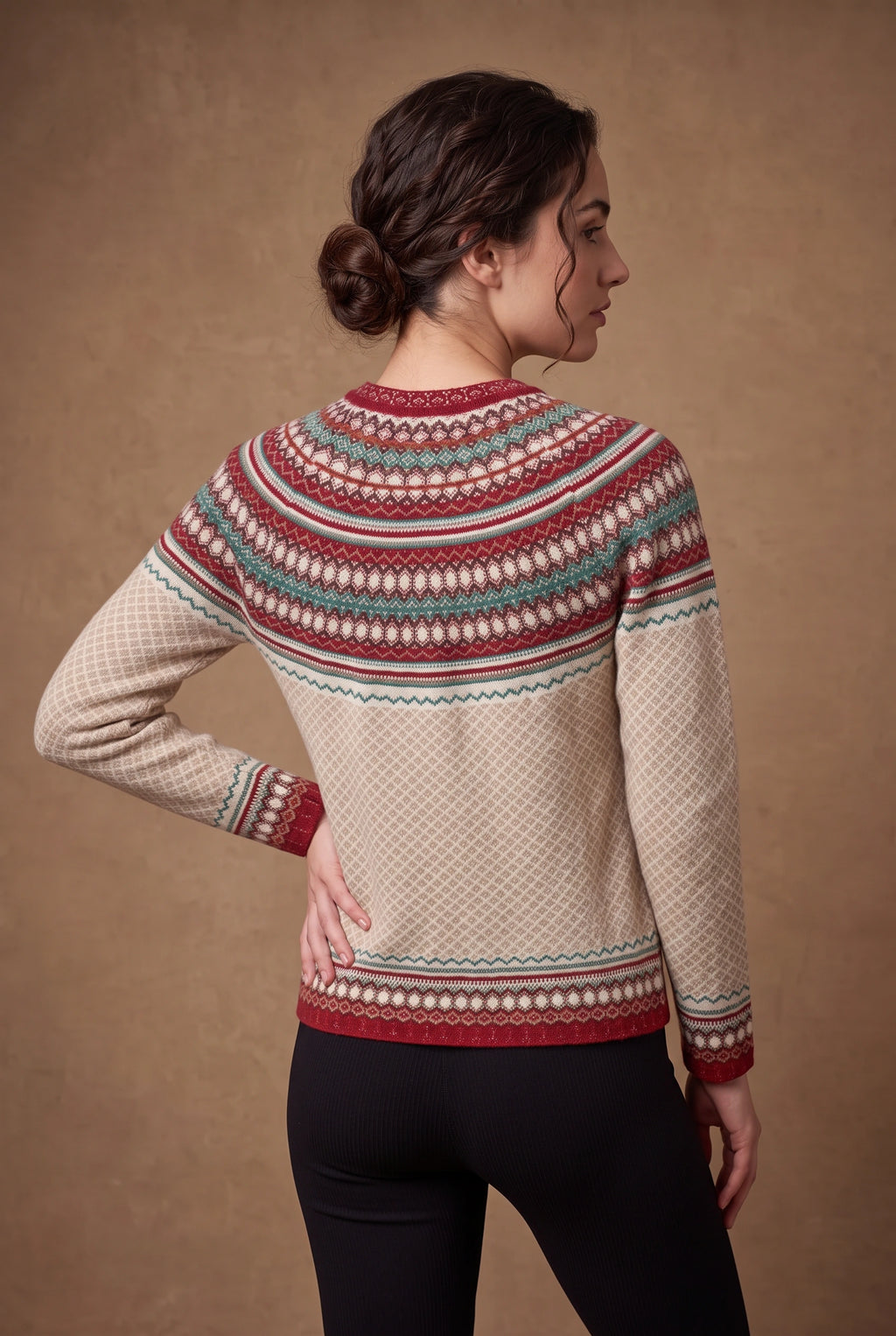Lachi Women's Berry Fair Isle Yoke Knitted Cardigan
