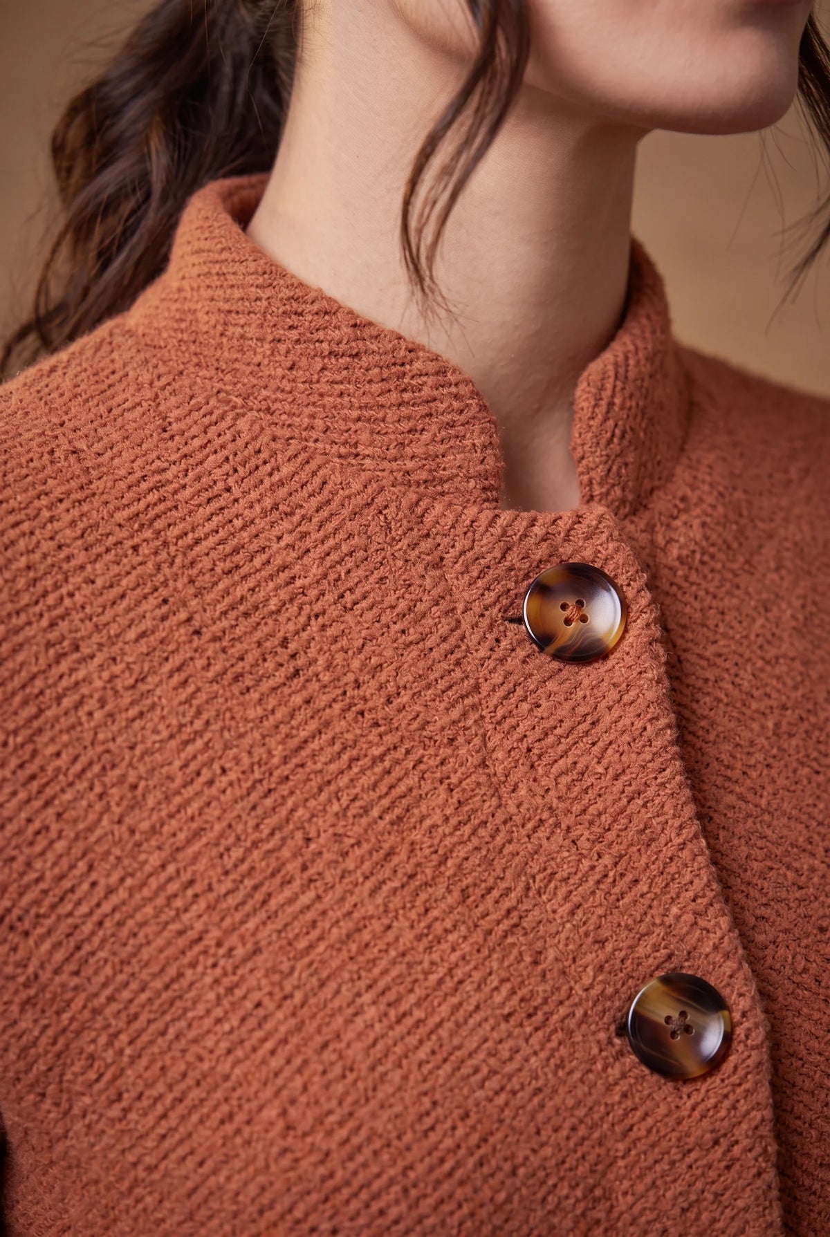 Terracotta Mandarin Collar Longline Cardigan 2