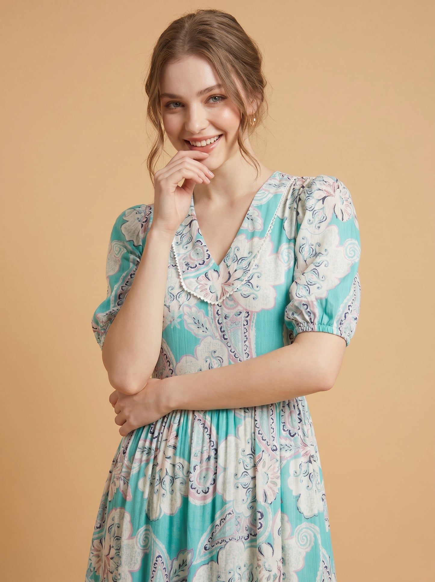 Aqua Paisley Maxi Dress