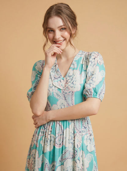 Aqua Paisley Maxi Dress