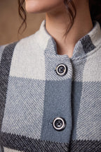 Slate Grey Block Check Longline Knitted Cardigan 4