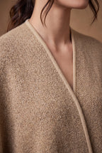 Beige Tweed Fringed Poncho 4