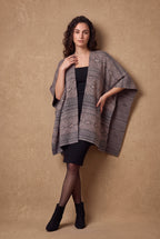 Lachi Women's Aztec Diamond Jacquard Poncho Cape
