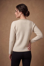Lachi Women's Ivory Pearl Lace Panel Knitted Cardigan