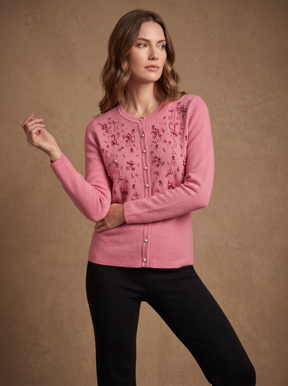 Rose Pearl Bow Cardigan