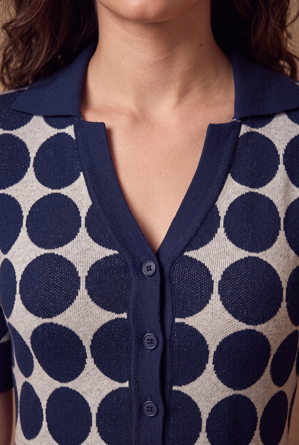 Yarn-Knitted Polka Dot Midi Dress