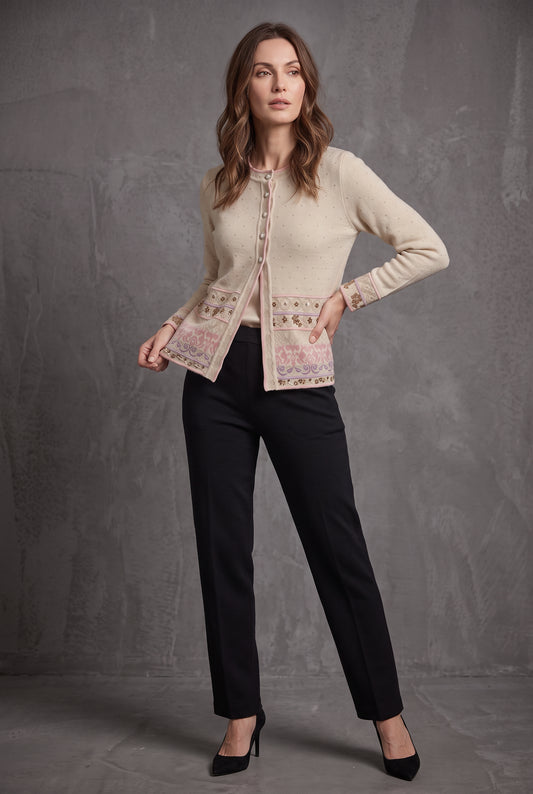 Camel Jacquard Cardigan