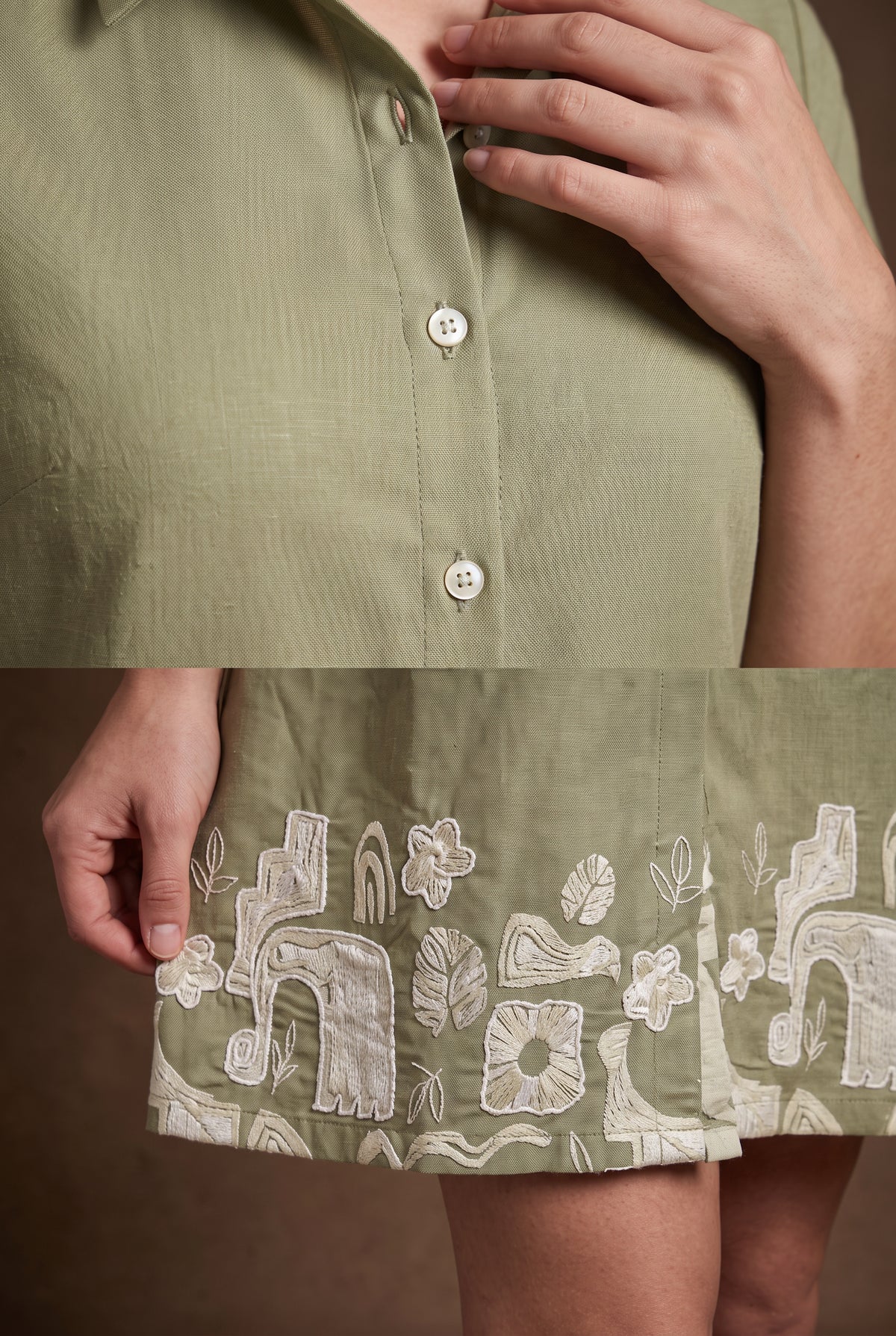 Sage Green Hem Shirt Dress