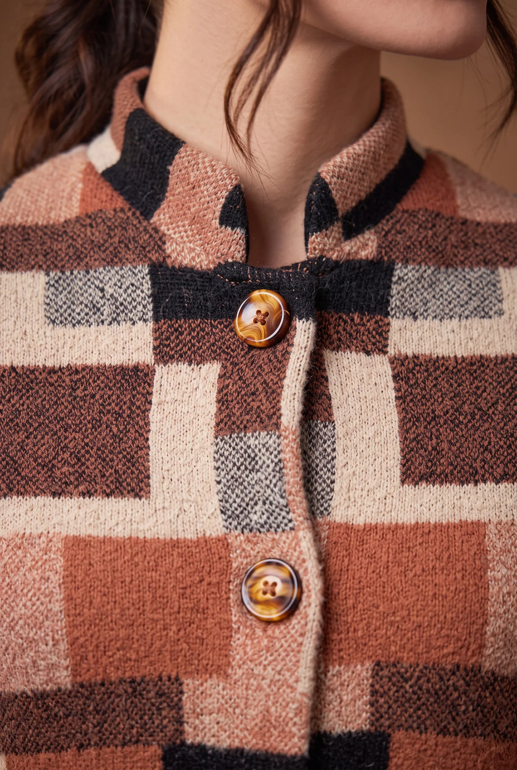 Terracotta Colour Block Longline Knitted Cardigan 4