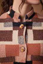 Terracotta Colour Block Longline Knitted Cardigan 4