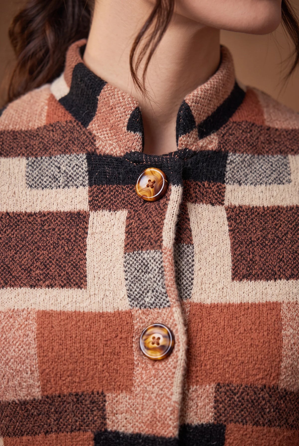 Terracotta Colour Block Longline Knitted Cardigan 4